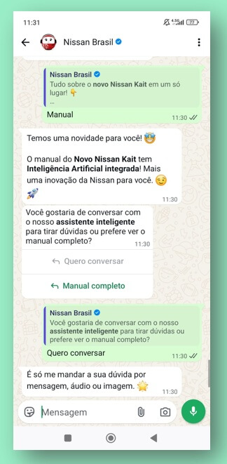 Nissan amplia uso de Inteligência Artificial e inclui Kait em serviço de consulta ao Manual do Proprietário